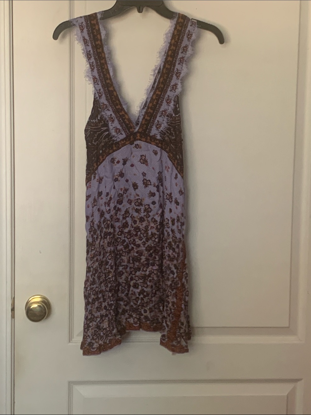 Intimately Free People Lavender and Brown Floral V-Neck Slip Dress